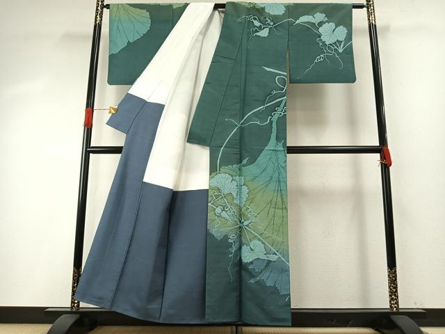 平和屋着物●京の匠日展作家　丹下雄介　訪問着　紬地　南瓜　正絹　逸品　AABH4908fy