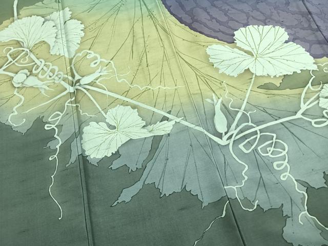 平和屋着物●京の匠日展作家　丹下雄介　訪問着　紬地　南瓜　正絹　逸品　AABH4908fy