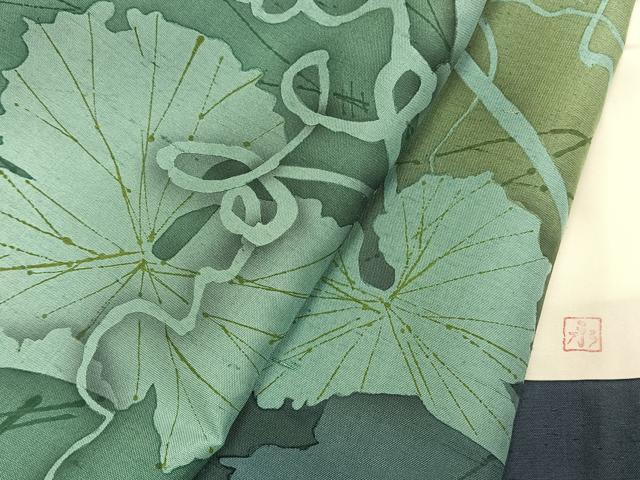 平和屋着物●京の匠日展作家　丹下雄介　訪問着　紬地　南瓜　正絹　逸品　AABH4908fy