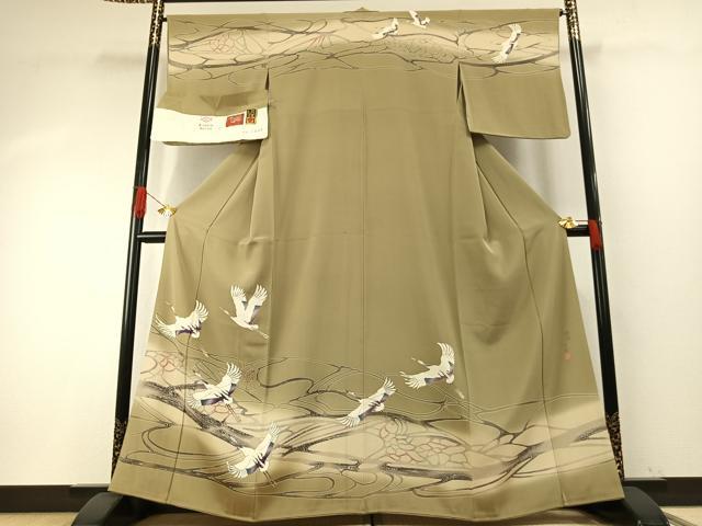 平和屋着物●本加賀友禅作家　木村州宏　訪問着　飛鶴文　暈し染め　反端付き　正絹　逸品　AABH4909fy