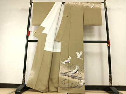 平和屋着物●本加賀友禅作家　木村州宏　訪問着　飛鶴文　暈し染め　反端付き　正絹　逸品　AABH4909fy