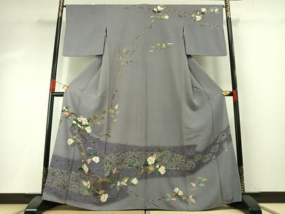 平和屋着物●本加賀友禅作家　木村州宏　訪問着　枝花文　暈し染め　正絹　逸品　AABH4910fy