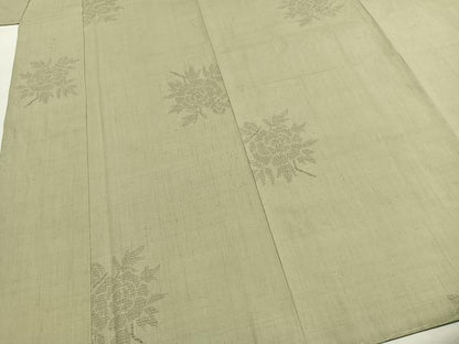 平和屋着物●結城紬　100亀甲　草花文　正絹　逸品　未使用　AABH4915fy