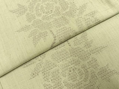 平和屋着物●結城紬　100亀甲　草花文　正絹　逸品　未使用　AABH4915fy