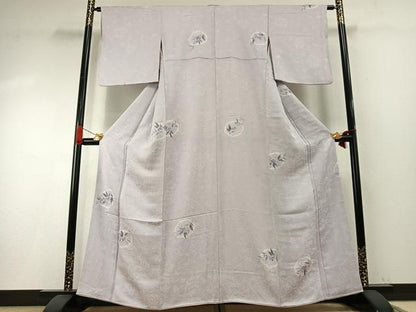 平和屋着物●上質な小紋　手描き　絞り　草花文　正絹　逸品　AABH4917fy