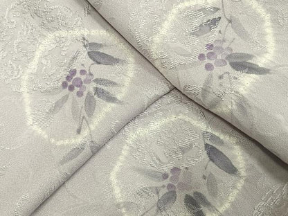 平和屋着物●上質な小紋　手描き　絞り　草花文　正絹　逸品　AABH4917fy