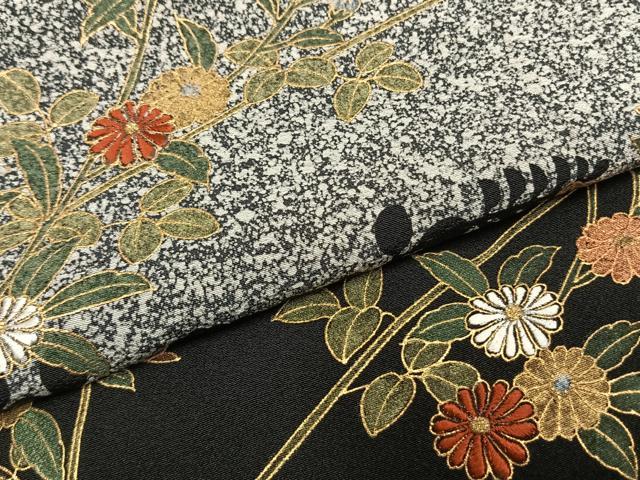 平和屋着物●訪問着　刺繍　枝花文　黒地　金糸　金彩　正絹　逸品　AABH4923fy