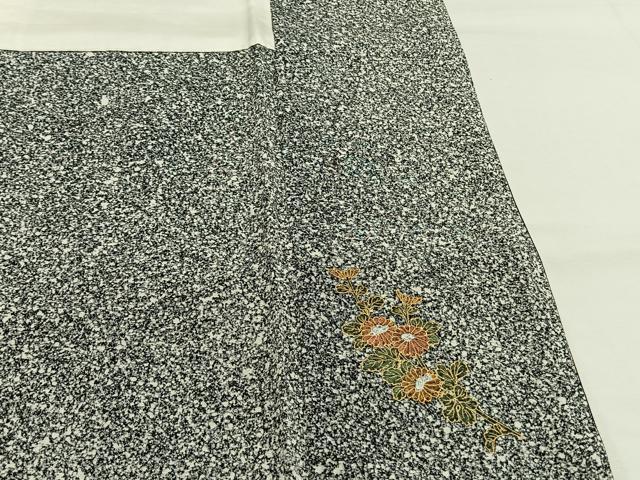 平和屋着物●訪問着　刺繍　枝花文　黒地　金糸　金彩　正絹　逸品　AABH4923fy