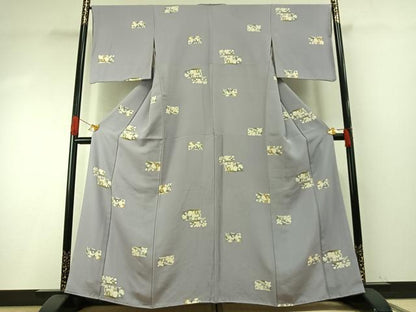 平和屋着物●上質な小紋　草花文　正絹　逸品　AABH4925fy