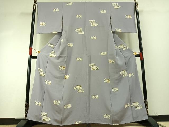 平和屋着物●上質な小紋　草花文　正絹　逸品　AABH4925fy