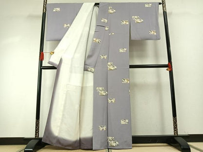 平和屋着物●上質な小紋　草花文　正絹　逸品　AABH4925fy