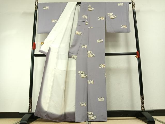平和屋着物●上質な小紋　草花文　正絹　逸品　AABH4925fy