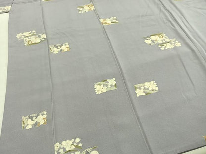 平和屋着物●上質な小紋　草花文　正絹　逸品　AABH4925fy
