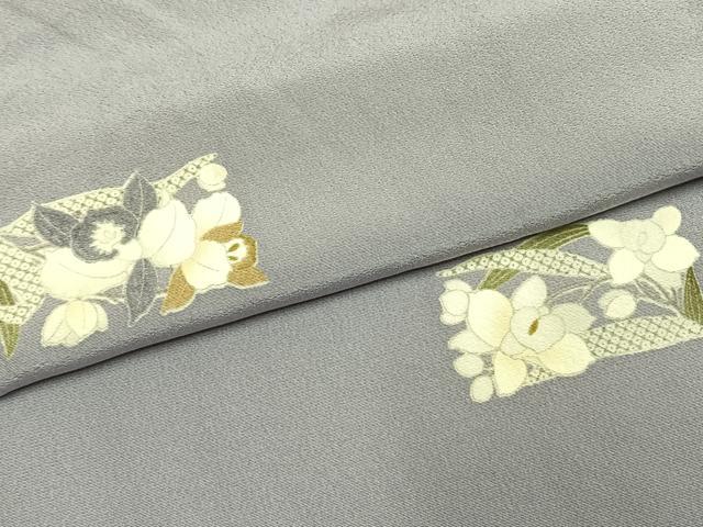 平和屋着物●上質な小紋　草花文　正絹　逸品　AABH4925fy