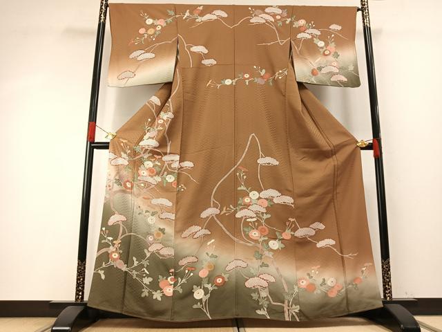 平和屋着物●訪問着　枝花文　暈し染め　金彩　正絹　逸品　AABH4926fy
