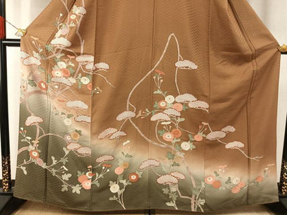 平和屋着物●訪問着　枝花文　暈し染め　金彩　正絹　逸品　AABH4926fy