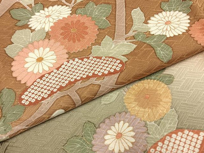平和屋着物●訪問着　枝花文　暈し染め　金彩　正絹　逸品　AABH4926fy