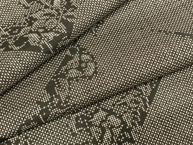 平和屋着物●本場大島紬　一元絣　草花文　正絹　逸品　AABH4927fy 平和屋着物○本場大島紬 一元絣 草花文 正絹 逸品 AABH4927fy