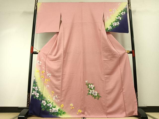 平和屋着物●訪問着　草花文　暈し染め　正絹　逸品　AABH4929fy 平和屋着物○訪問着 草花文 暈し染め 正絹 逸品 AABH4929fy