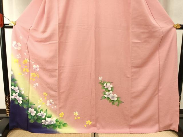 平和屋着物○訪問着 草花文 暈し染め 正絹 逸品 AABH4929fy