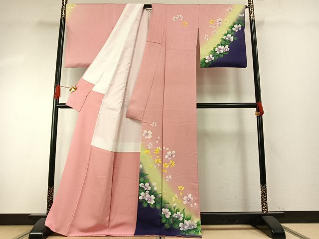 平和屋着物●訪問着　草花文　暈し染め　正絹　逸品　AABH4929fy