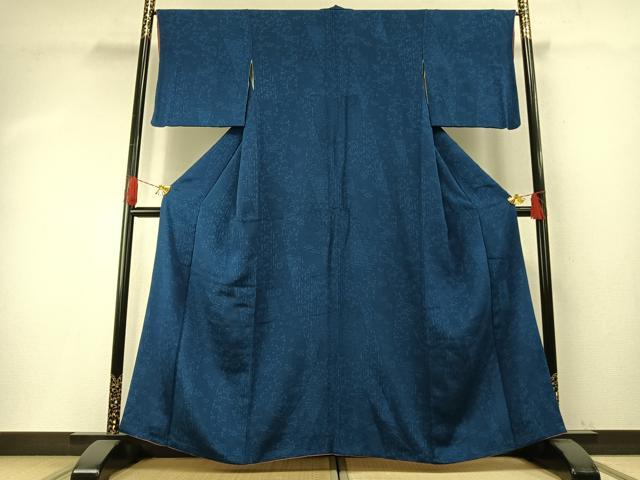 平和屋着物○上質な小紋 本藍 型染め 切嵌花文 鬼