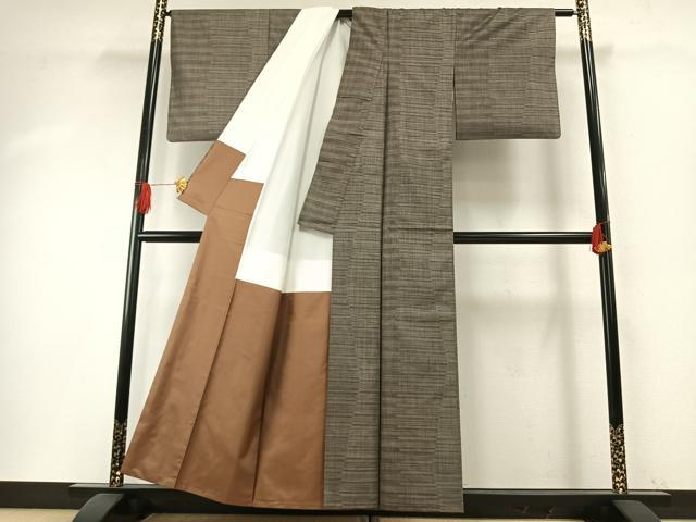 平和屋着物●本場大島紬　カタス9マルキ　縞　正絹　逸品　AABH4937fy