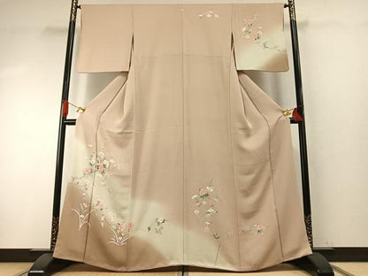 平和屋着物●訪問着　友禅　枝花文　暈し染め　正絹　逸品　AABH4948fy