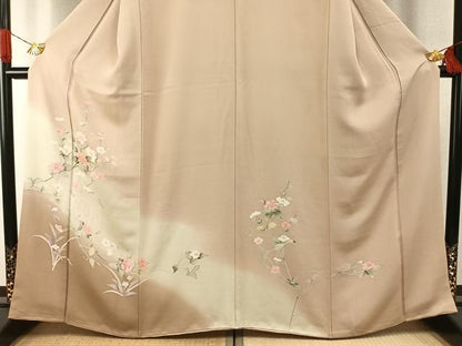 平和屋着物●訪問着　友禅　枝花文　暈し染め　正絹　逸品　AABH4948fy