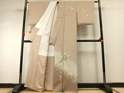 平和屋着物●訪問着　友禅　枝花文　暈し染め　正絹　逸品　AABH4948fy
