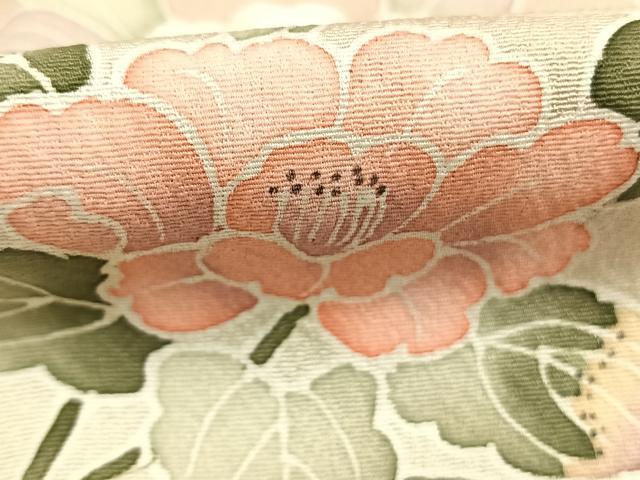 平和屋着物●訪問着　友禅　枝花文　暈し染め　正絹　逸品　AABH4948fy