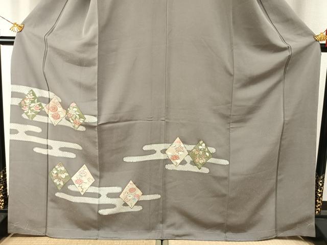 平和屋着物●訪問着　友禅　駒刺繍　花菱文　正絹　逸品　未使用　AABH4950fy