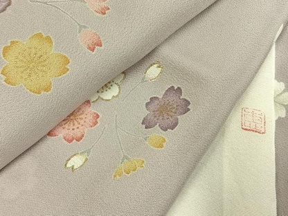 平和屋着物●長襦袢　無双仕立て　作家物　舞桜文　金彩　正絹　逸品　AABH4957fy