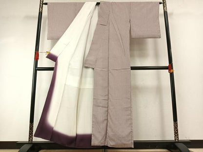 平和屋着物●上質な小紋　縞　正絹　逸品　AABH4958fy
