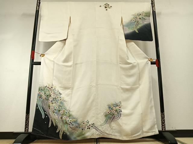 平和屋着物●訪問着　絞り　辻が花　暈し染め　金通し地　正絹　逸品　未使用　AABH4963fy