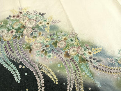 平和屋着物●訪問着　絞り　辻が花　暈し染め　金通し地　正絹　逸品　未使用　AABH4963fy