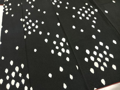 平和屋着物●上質な小紋　絞り　散らし文様　黒地　正絹　逸品　AABH4965fy