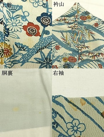 平和屋着物●上質な小紋　型染め　草花文　正絹　逸品　AABH4966fy