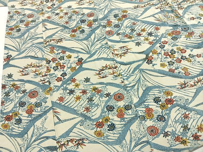 平和屋着物●上質な小紋　型染め　草花文　正絹　逸品　AABH4966fy