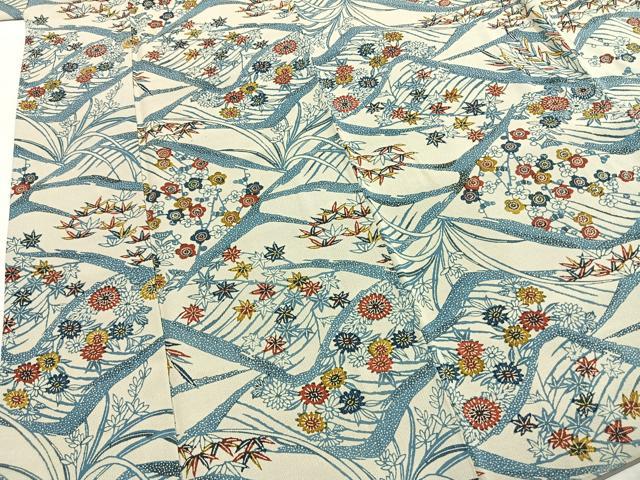 平和屋着物●上質な小紋　型染め　草花文　正絹　逸品　AABH4966fy