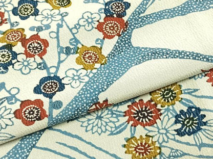 平和屋着物●上質な小紋　型染め　草花文　正絹　逸品　AABH4966fy