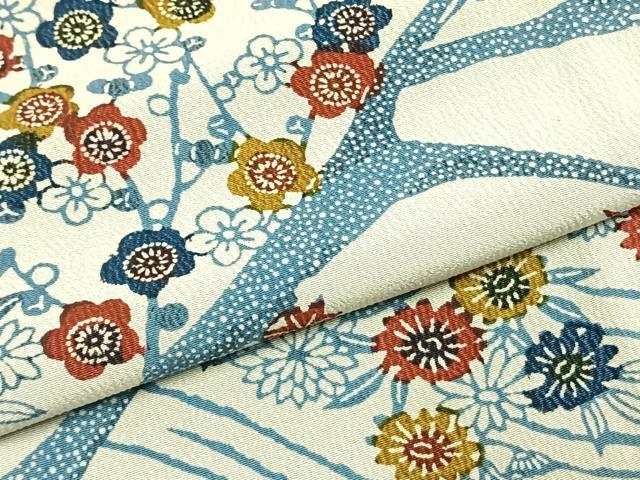 平和屋着物●上質な小紋　型染め　草花文　正絹　逸品　AABH4966fy