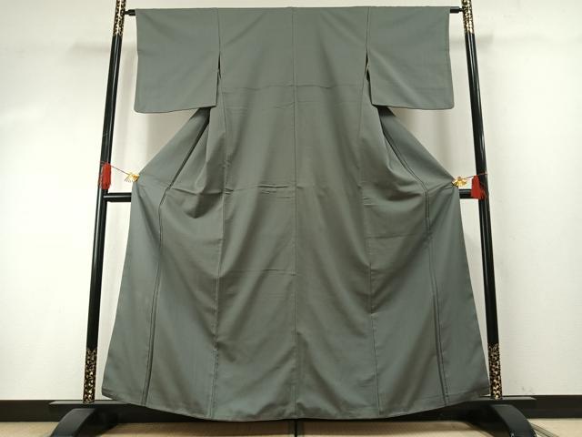 平和屋着物●お召　鼠色　正絹　逸品　AABH4972fy