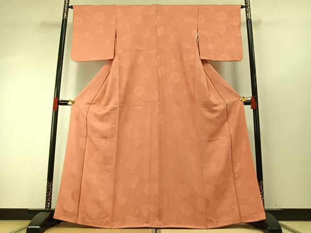 平和屋着物●上質な色無地　花尽くし地紋　東雲色　正絹　逸品　AABH4976fy 平和屋着物○上質な色無地 花尽くし地紋 東雲色 正絹 逸品 AABH4976fy