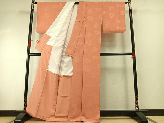 平和屋着物●上質な色無地　花尽くし地紋　東雲色　正絹　逸品　AABH4976fy 平和屋着物○上質な色無地 花尽くし地紋 東雲色 正絹 逸品 AABH4976fy