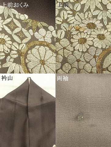 平和屋着物●訪問着　総刺繍　駒刺繍　流水花文　暈し染め　金銀糸　三越扱い　正絹　逸品　AABH4979fy