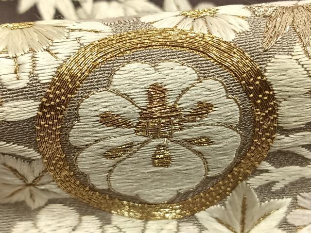 平和屋着物●訪問着　総刺繍　駒刺繍　流水花文　暈し染め　金銀糸　三越扱い　正絹　逸品　AABH4979fy
