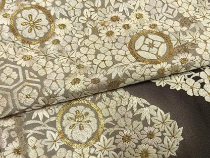 平和屋着物●訪問着　総刺繍　駒刺繍　流水花文　暈し染め　金銀糸　三越扱い　正絹　逸品　AABH4979fy