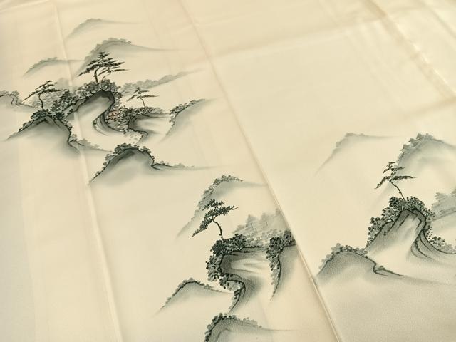平和屋着物●訪問着　手描き　風景文　暈し染め　正絹　逸品　AABH4980fy