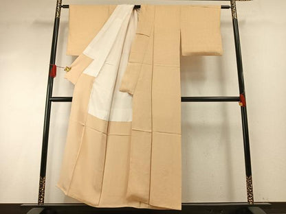 平和屋着物●上質な色無地　花尽くし地紋　蜂蜜色　正絹　逸品　AABH4981fy
